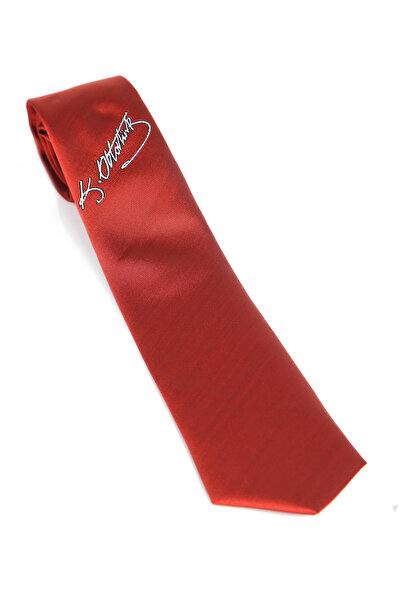 Gaffy Cravată roșie țesută cu model cu semnătură Ataturk - AK-17
