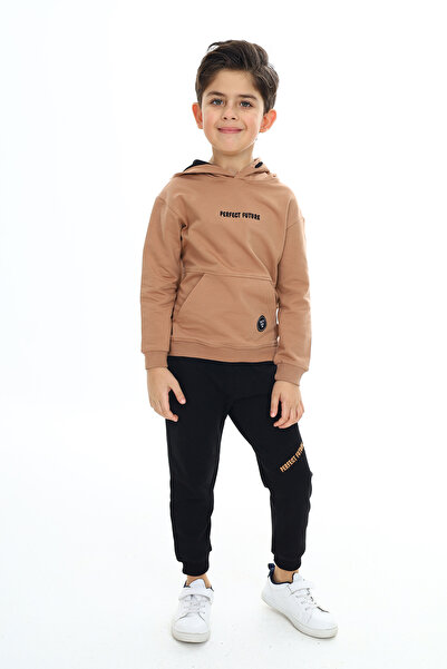 Toontoy طقم مكون من قطعتين للأولاد: سويت شيرت بطبعة وجيوب وقلنسوة، وبنطلون ري...