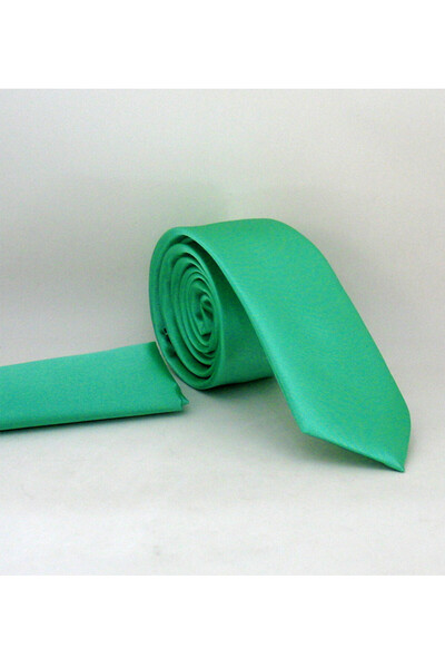 Gaffy Mint zelena Slim fit (tanka) satenska kravata sa Jednobojno maramica - ...