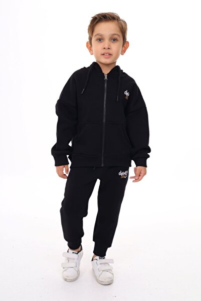 Toontoy Boy's 2-Piece Set Embroidered Printed Hooded Zipper Pocket Sweatshirt...