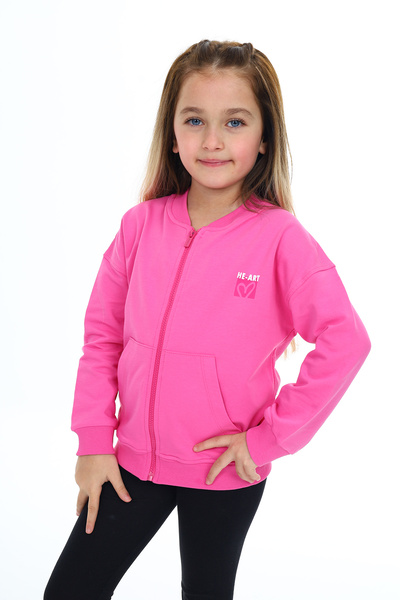 Toontoy Girls' College Collar Zippered Off-Shoulder Printed Knitted Cardigan ...