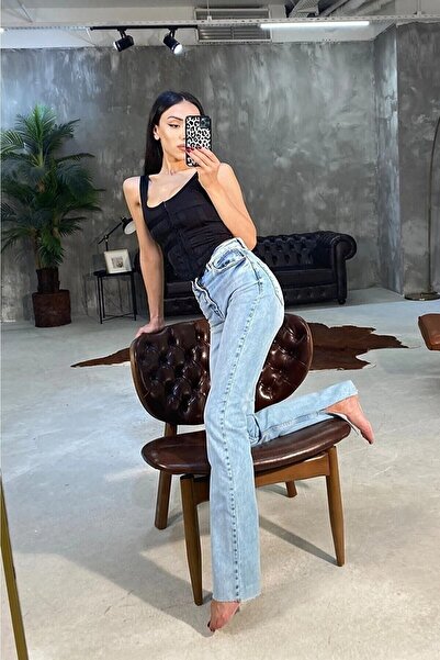 DRC trend Blugi de damă Mansory Its, albastru, cu fante din Lycra, cu talie s...