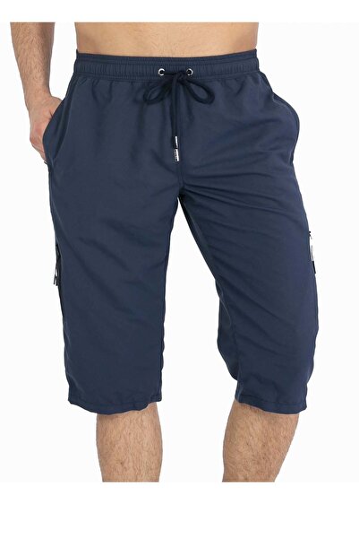 Miami Beach Lacivert Su İtici Özellikli Diz Altı Düz Renk Erkek Deniz Kapri -...
