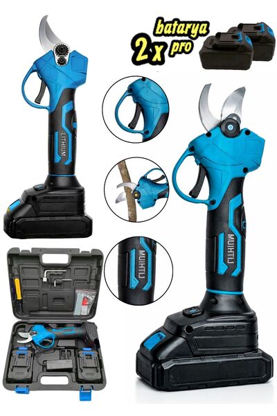 MOONSHOP 256 Vf Çift Akülü Çelik Şanzuman Göstergeli Şarjlı Dal Ağaç Kesme Ba...
