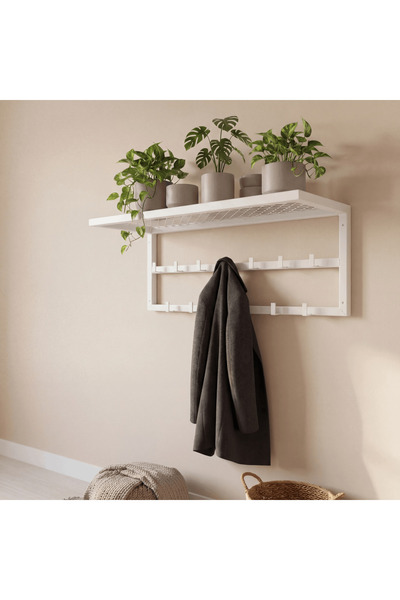 Gelişim Metal Dekoratif Demir Raflı Duvar Askısı - Metal Askılık - Elbise Ask...