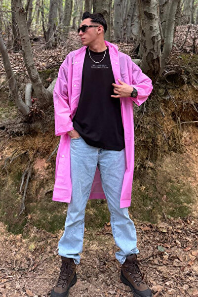 Mollycrush Unisex Αδιάβροχο παλτό με πτυσσόμενη κουκούλα και κουμπιά Eva Blue...