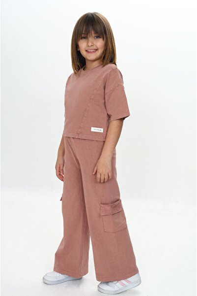 Toontoy طقم بناتي مكون من قطعتين: سويت شيرت قصير الأكمام بياقة دائرية مطبوعة ...