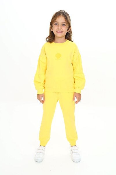 Toontoy Girl's 2-Piece Set Printed Crew Neck Sweatshirt with Drawstring Sleev...