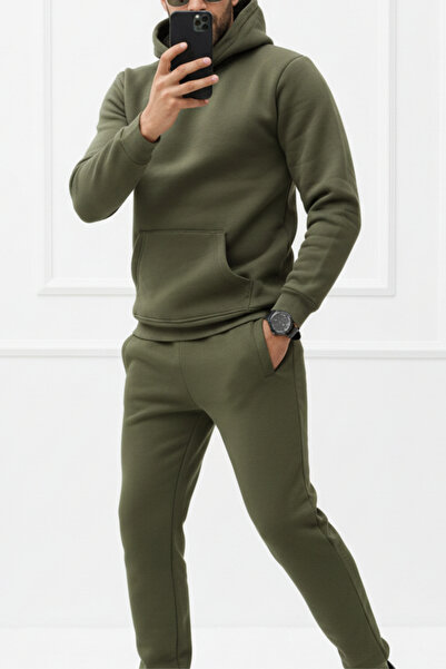 Runades Set de trening pentru bărbați, din bumbac, cu buzunare cangur, cu pic...