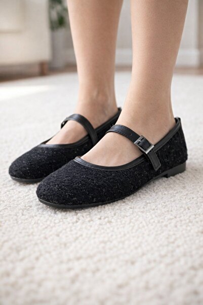 Moda Frato SH-200 Tiftikli Düz Babet Günlük Kadın Ayakkabı Mary Jane Ev Babeti