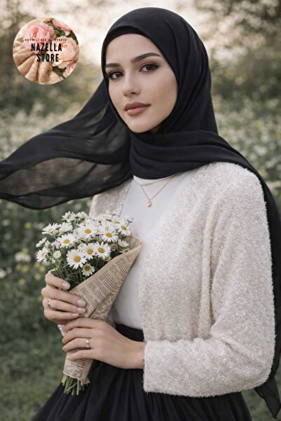 Nazellaa Ütü Gerektirmeyen Bambu Kraş Şal Siyah