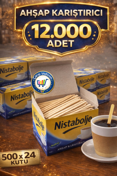 nistabolje 12.000 Adet Çay Kahve Kaşığı Tahta Ahşap Karıştırıcı Kaşık Tek kul...
