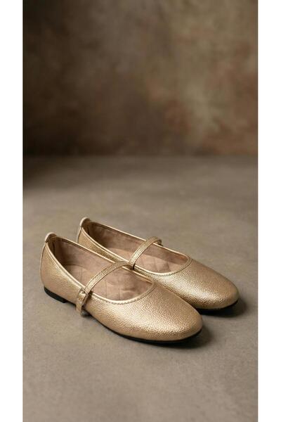 Beyond Aur pentru femei cu cataramă piele balerini 1cm BYNDVB01