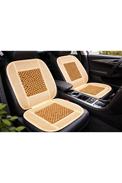 Carub Hko Minder Hasırlı Boncuklu Ahsap Krem 2li