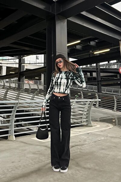 DRC trend عملة سوداء ليكرا المرأة سوبر عالية الخصر فضفاضة الساق الجينز السراو...