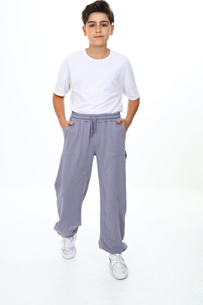 Toontoy بنطلون رياضي للأولاد بخصر مطاطي وجيوب غير متماثلة - خيطان