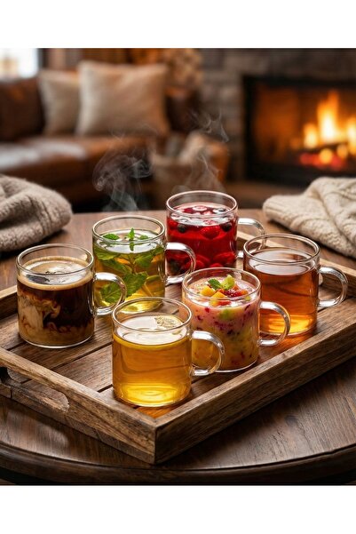 Vivien Home 6 Parça 120ml Borosilikat Mini Cam Kahve Ve Çay Kupası