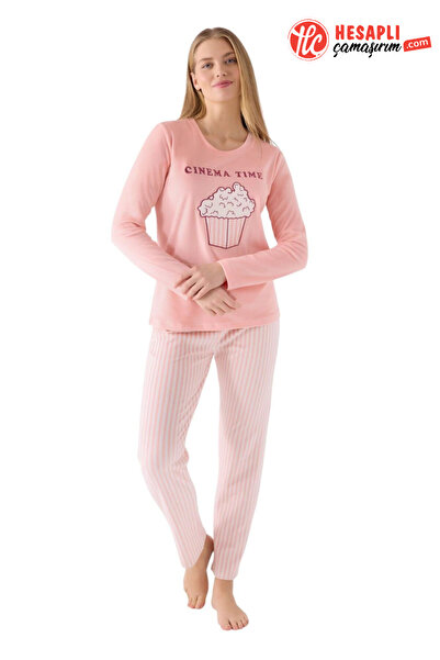 Rolypoly Σετ πιτζάμες με μακρυμάνικο γυναικείο Pop Corn Cinema Time Roly Poly