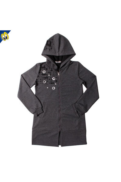 Toontoy كارديجان محبوك مطبوع بقلنسوة وجيوب بسحاب للفتيات - 2 خيط