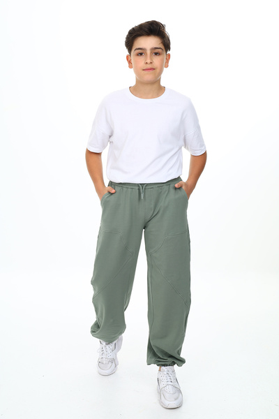 Toontoy بنطلون رياضي للأولاد بخصر مطاطي وجيوب غير متماثلة - خيطان