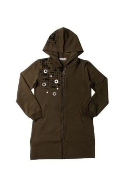 Toontoy كارديجان محبوك مطبوع بقلنسوة وجيوب بسحاب للفتيات - 2 خيط