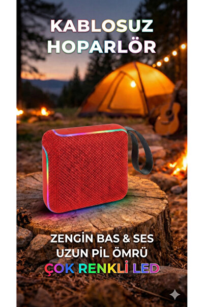 TARÇIN Mini Taşınabilir Bluetooth Hoparlör - Çok Renkli LED Işıklı Yüksek Ses...