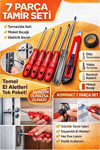 Trendhane 7 Parça Tamir Seti / 4'lü Tornavida Seti ,Kontrol Kalemi ,Maket Bıç...