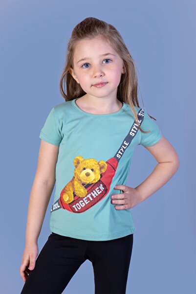 Toontoy Tricou cu mânecă scurtă pentru fete cu imprimeu guler rotund