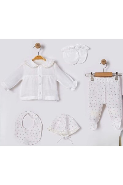 Bebessi BEBESSİ-4207 0-3 EKRU MÜSLİN 5Lİ ZIBIN SET