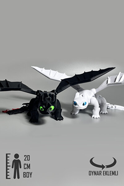 YAGLİZ Dişsiz & Işığın Öfkesi 2’li Ejderha Figürü 20 CM – Tüm Eklemleri Harek...