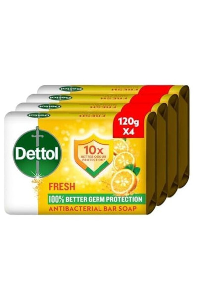 Dettol صابون استحمام منعش 4 × 120 غرام