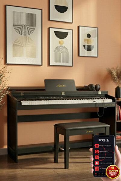 Midex Plx-140 Pro-bk Dijital Piyano Bluetooth Tuş Hassasiyeti 88 Tuşlu Kapakl...