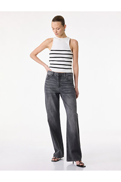 Koton Pantaloni din denim cu talie normală și picior drept - straight fit Jean