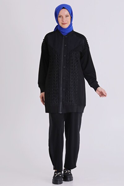 behrem Büyük Beden Tesettür Pantolonlu Takım 35144 Siyah