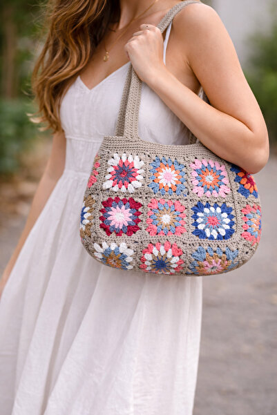 lupi Geantă cu motiv, tricotată manual