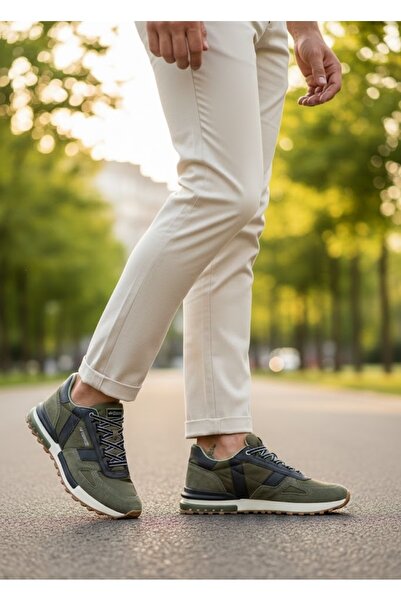 MARCOMEN Erkek Deri Casual Ayakkabı Haki Çok Renkli - Yürüyüş Ayakkabısı - Gü...