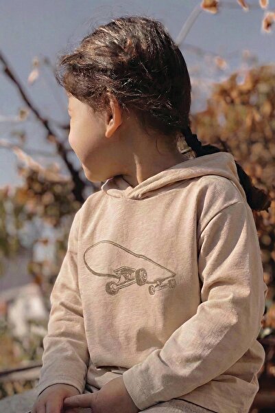 Cigit Kapşonlu Uzun Kollu T-Shırt 2-10 Yaş Ekru