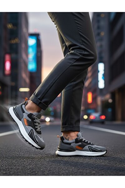 MARCOMEN Erkek Hakiki Deri Casual Ayakkabı - Füme Gri Çok Renkli - Yürüyüş, G...