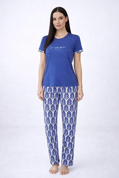 Pemilo Set de pijamale din lycra bambus cu mâneci scurte pentru femei 2004-34