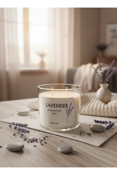 METE MUM EL YAPIMI SOYA WAX LAVENDER MUM 400 GR