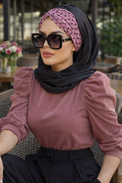 Aişe tesettür Şal gata cu șnur cu buline negru