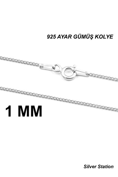 Silver Station 925 Ayar Gümüş Kolye, 1mm Gurmet Zincir 40-45-50-55-60-75 cm
