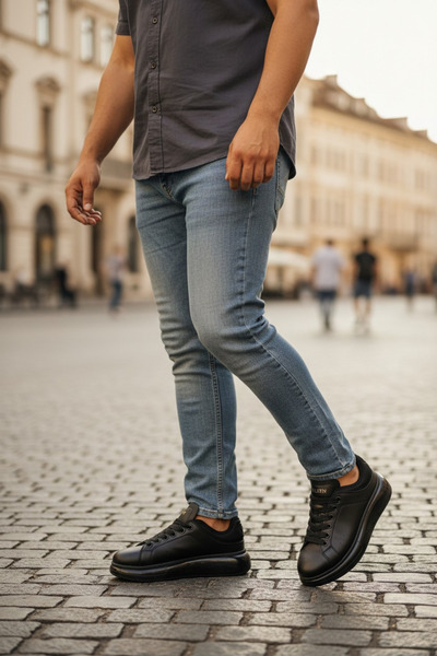 PLARIUM Erkek Vegan Deri Sneaker Spor Ayakkabı