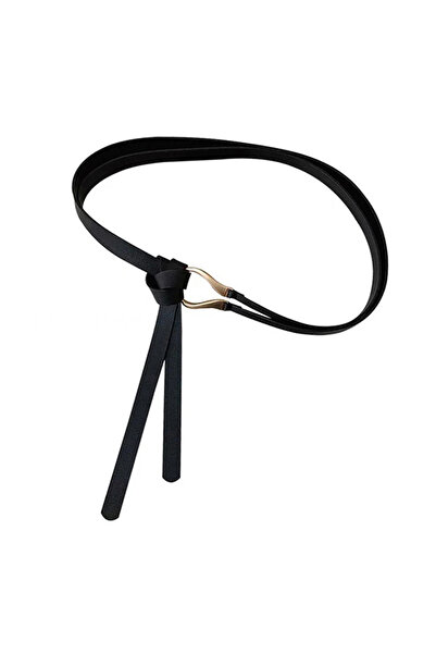 OEM Γυναικεία κομψή μαύρη δερμάτινη ζώνη με χρυσή αγκράφα