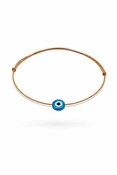 Femenino Mavi Cam Nazar Boncuklu Ayarlanabilir Altın Halhal