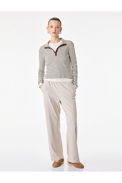 Koton Comfortable Fit Viscose Blend Pocketed Wide Leg Sweatpants with Drawstr...