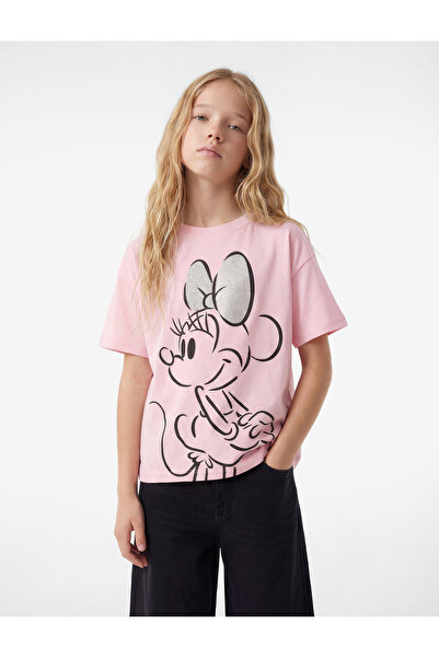 Koton Minnie Mouse Baskılı Lisanslı Pembe Kız Çocuk T-Shirt 6SKG10182AK