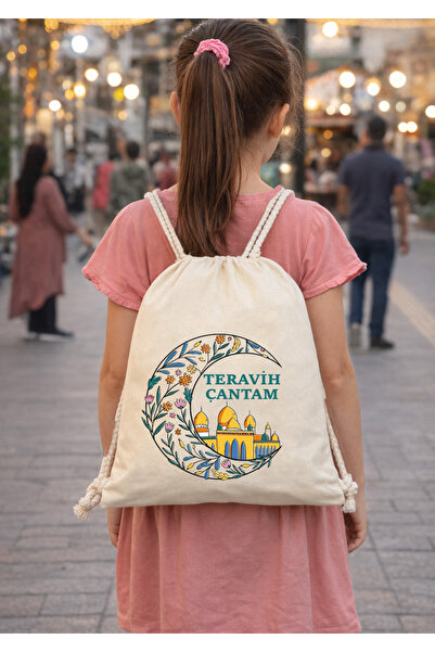 APRENDİ Ramazana Özel Teravih Çantam 35x40 CM Büzgülü Sırt Çantası Model-6