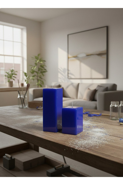 METE MUM 2’Lİ DEKORATİF KARE KÜTÜK MUM SETİ - MODERN EV AKSESUARI