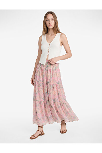 Koton Fusta lungă cu volane și flori, cu straturi și detalii Gipeli